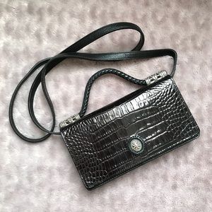 Black Leather Brighton Crossbody Purse Bag Handbag